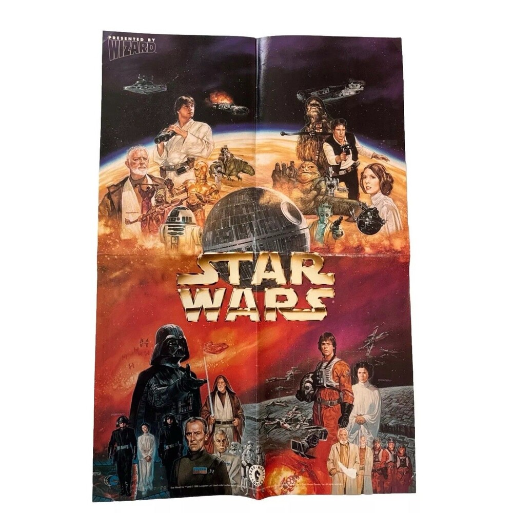 1996 Star Wars Dark Horse Comics Wizard Marvel Foldout Poster  Lucas 13" x 19”